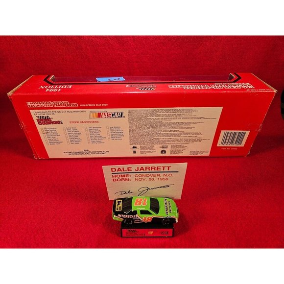 DALE JARRETT NASCAR TRANSPORTER BUNDLE w/MATCHING STOCKCAR & PLAYER CARD - Picture 4 of 4